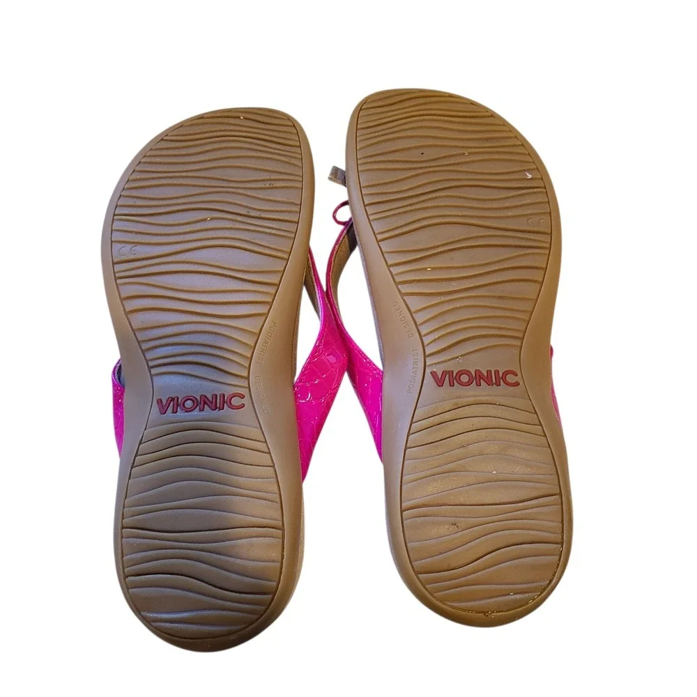 Vionic Sandals Bella II Pink Bow Flip Flop Comfort‎ Orthotic Thongs Womens 8.5 - Picture 6 of 7